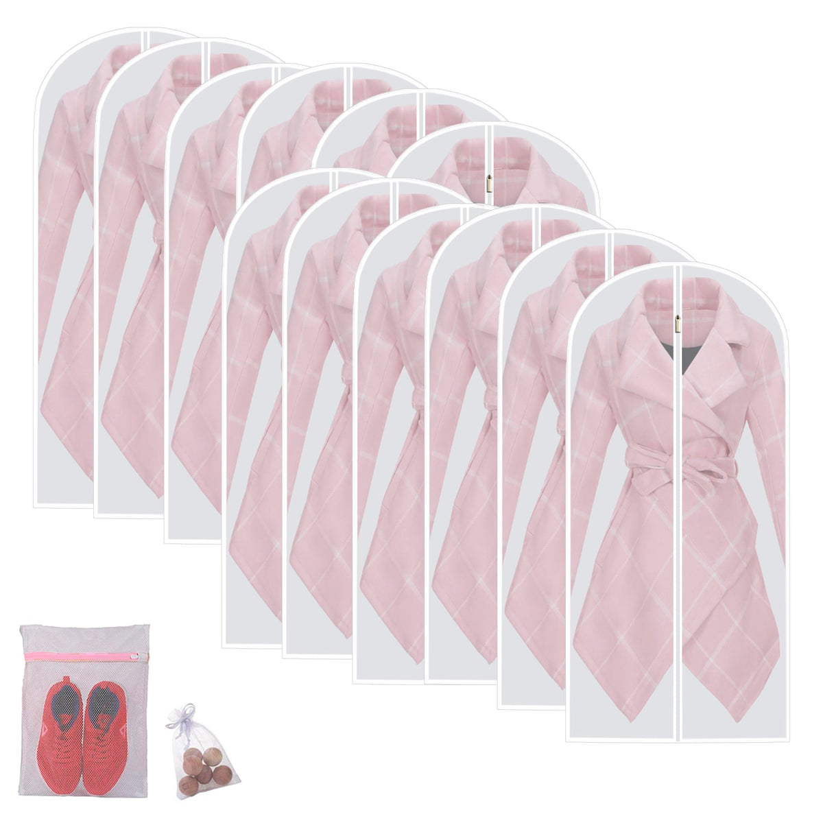 Hanging Garment Bag (Set of 6) Black Side Breathable Dress Bags for Hanging Clothes Cloth Cover for Closet Clear Full Zipper Bags for Coat Clothes Storage (24'' x 54'', Black)