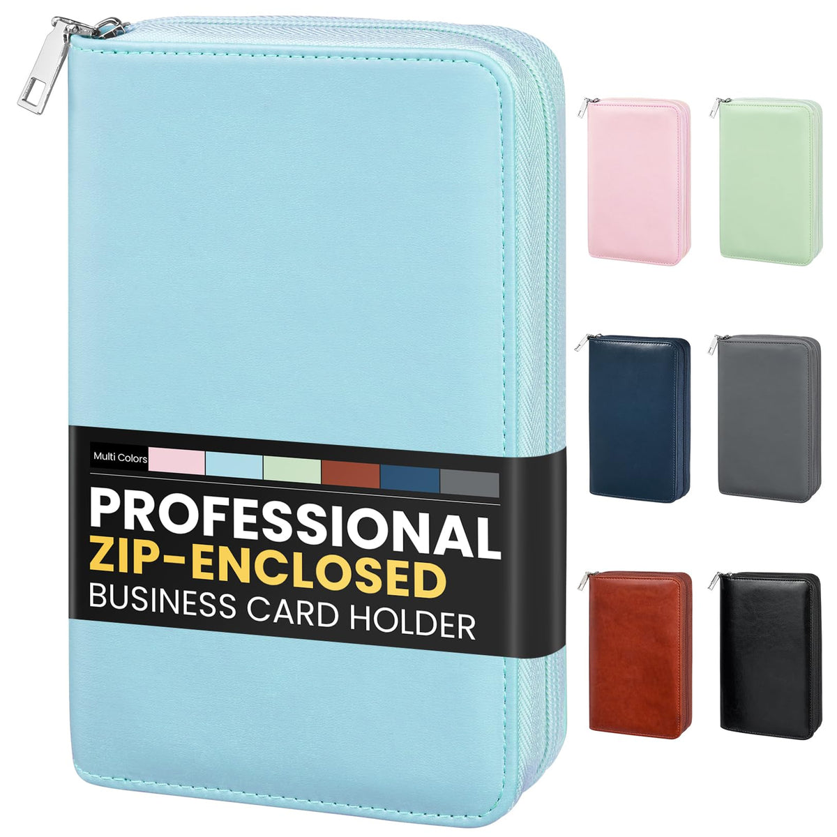 Sooez Professional Zip-Enclosed Business Card Holder Organizer for 240 Card