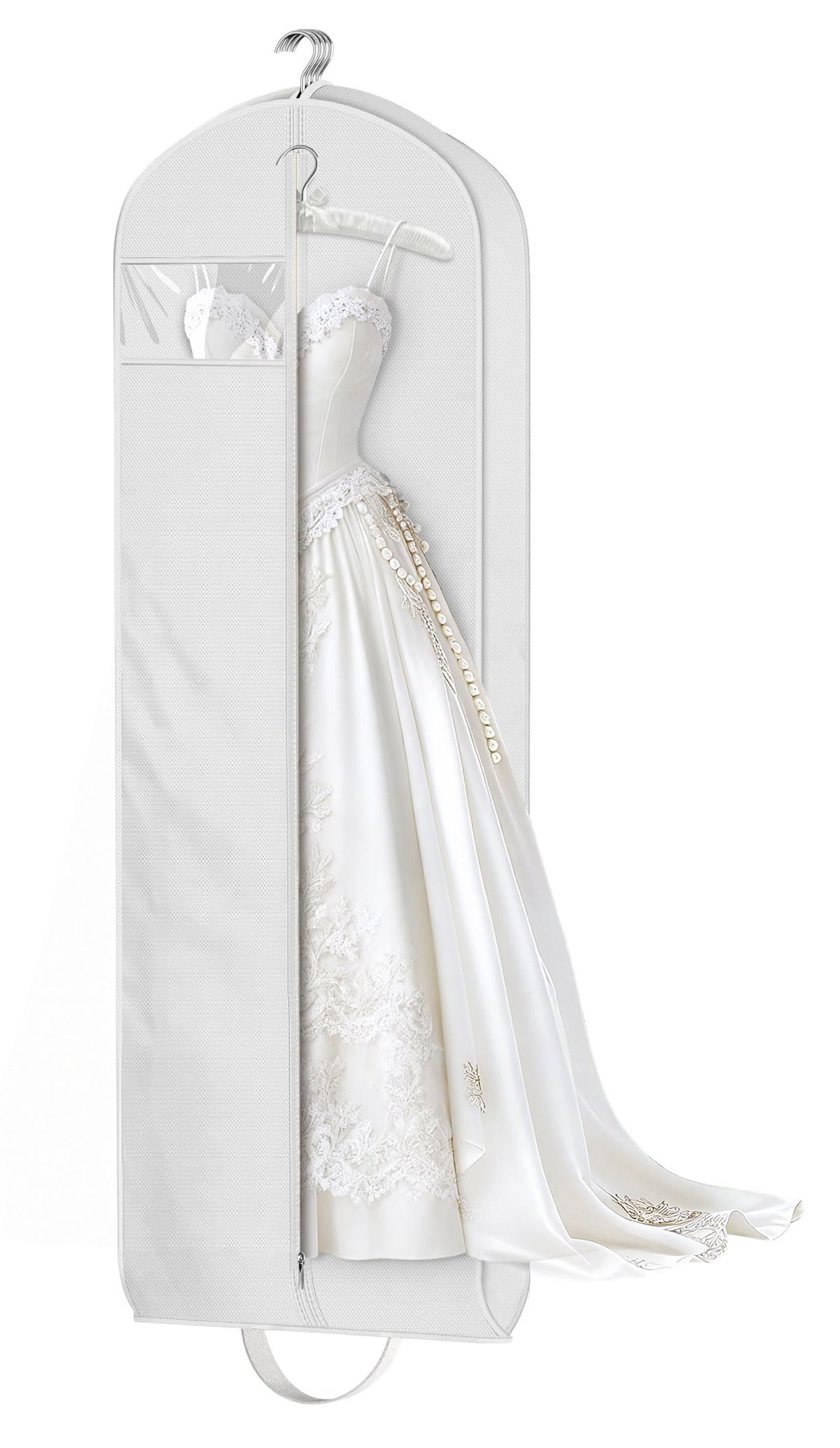 KEETDY Wedding Dress Garment Bag for Travel with 4" Gusseted Long Hanging Dress Bags for Gowns for Women Garment Cover Clothes Storage for Closet (Black, 72 inch)
