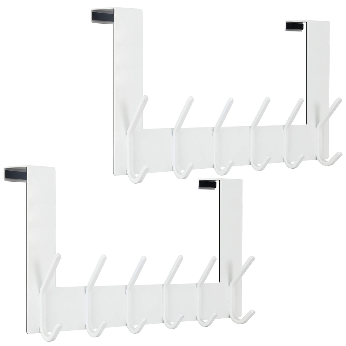 WEBI Over The Door Hooks Door Hanger,Over The Door Towel Rack with 6 Hooks for Hanging,Door Coat Towel Hanger Door Coat Rack,Black
