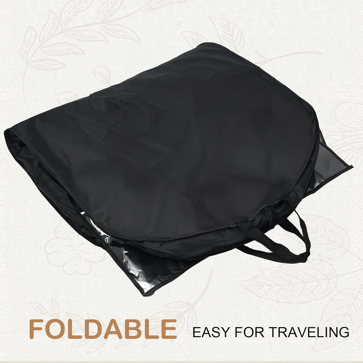 54" Garment Bags for Travel and Storage, Travel Suit Bags for Men Women with 2 Clear Pockets, Storage bags for Clothes, Suits, Dress, Shirts, Coats (Black)