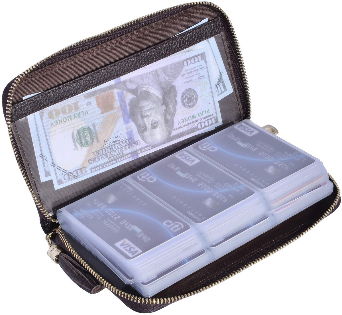 Easyoulife Credit Card Holder Wallet Womens Zipper Leather Case Purse RFID Blocking