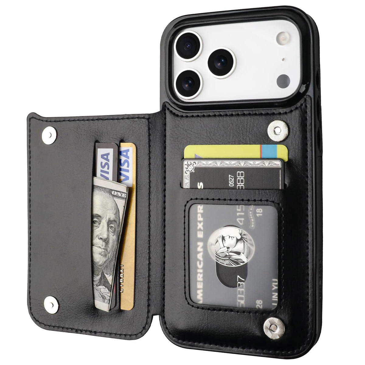 ONETOP for iPhone 18/17 Pro Max Wallet Case with Credit Card Holder,Black