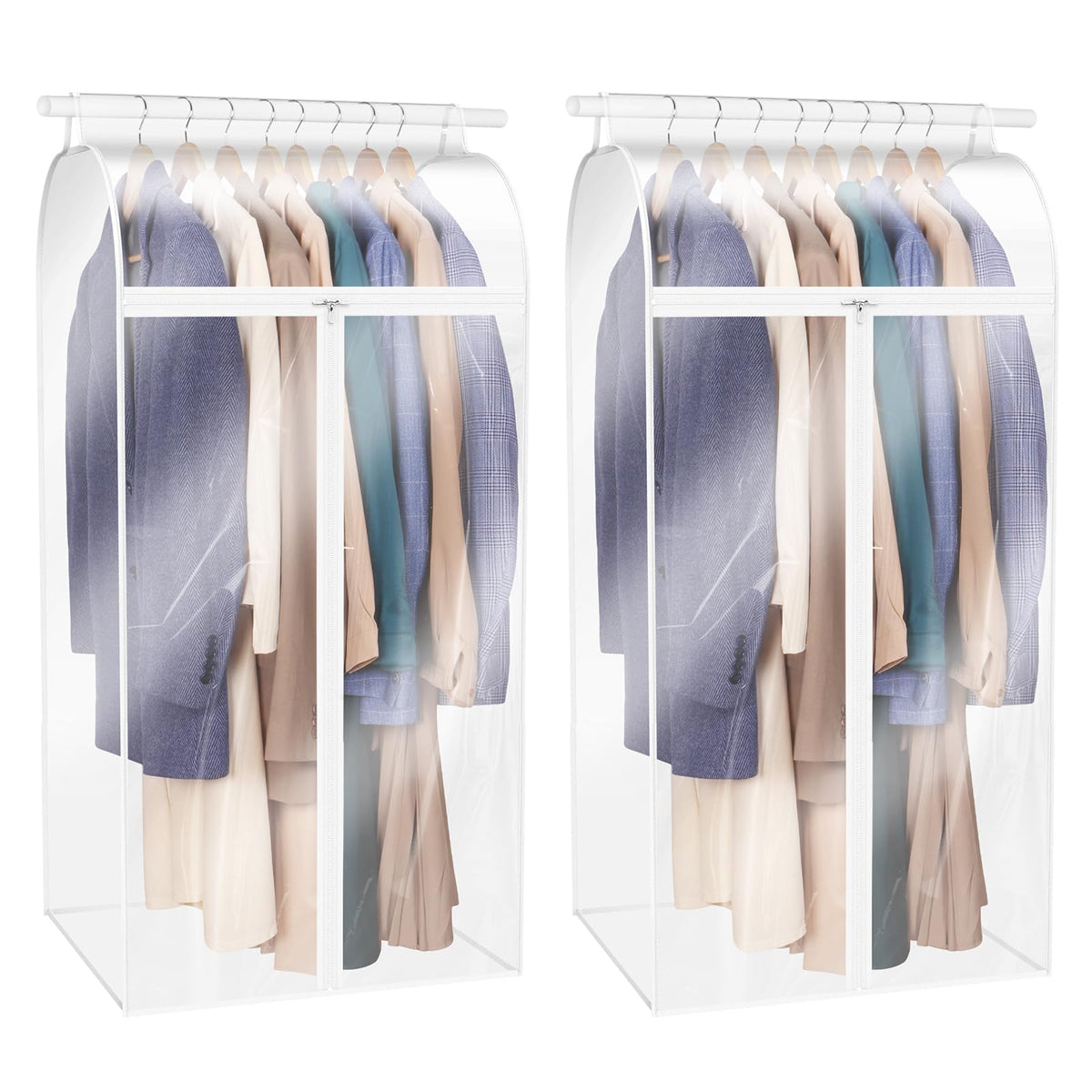 Zilink Dress Bags for Hanging Clothes Clear Garment Rack Cover 60 in, 2Pack