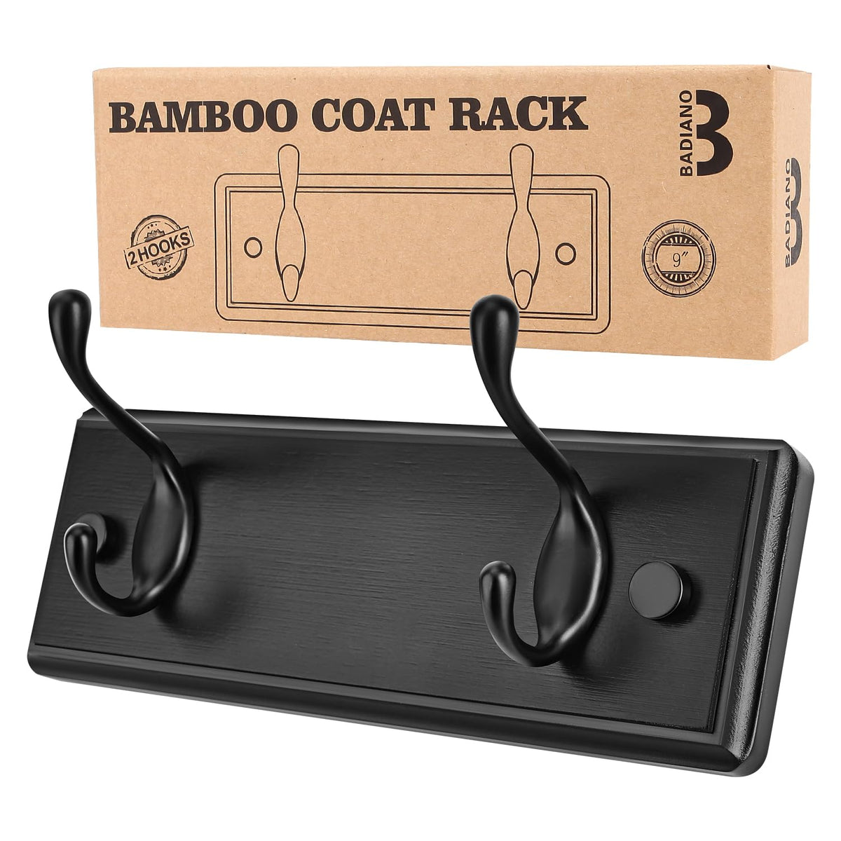 Badiano Heavy Duty Wooden Coat Rack, Wall-Mounted Organizer,14 Inch, White