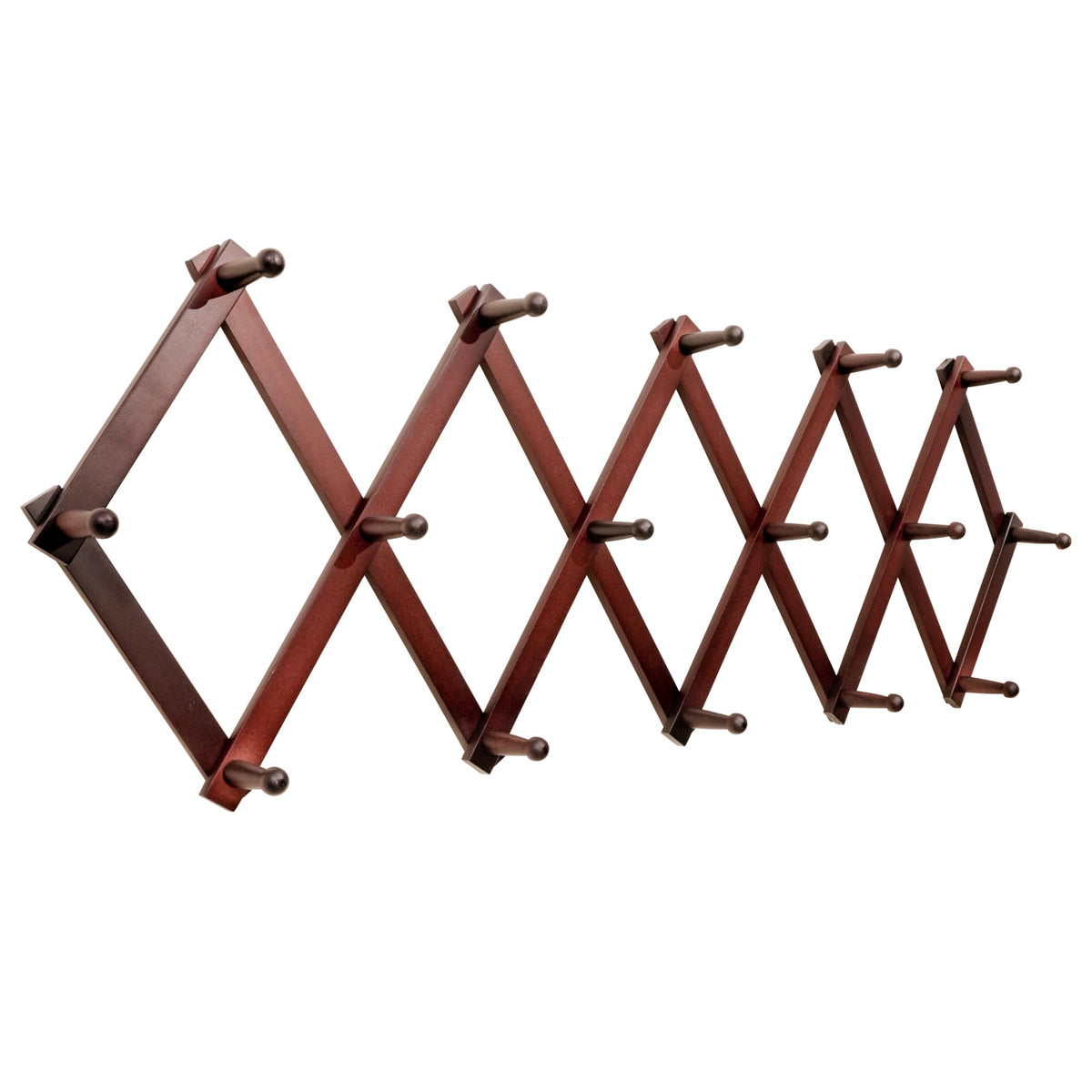 SKOLOO Hat Rack for Wall with 14 Hooks, Solid Wooden, Modern, Expandable Coat Rack Wall Mount for Coats, Hats, Bags, Baseball Caps, Natural Color
