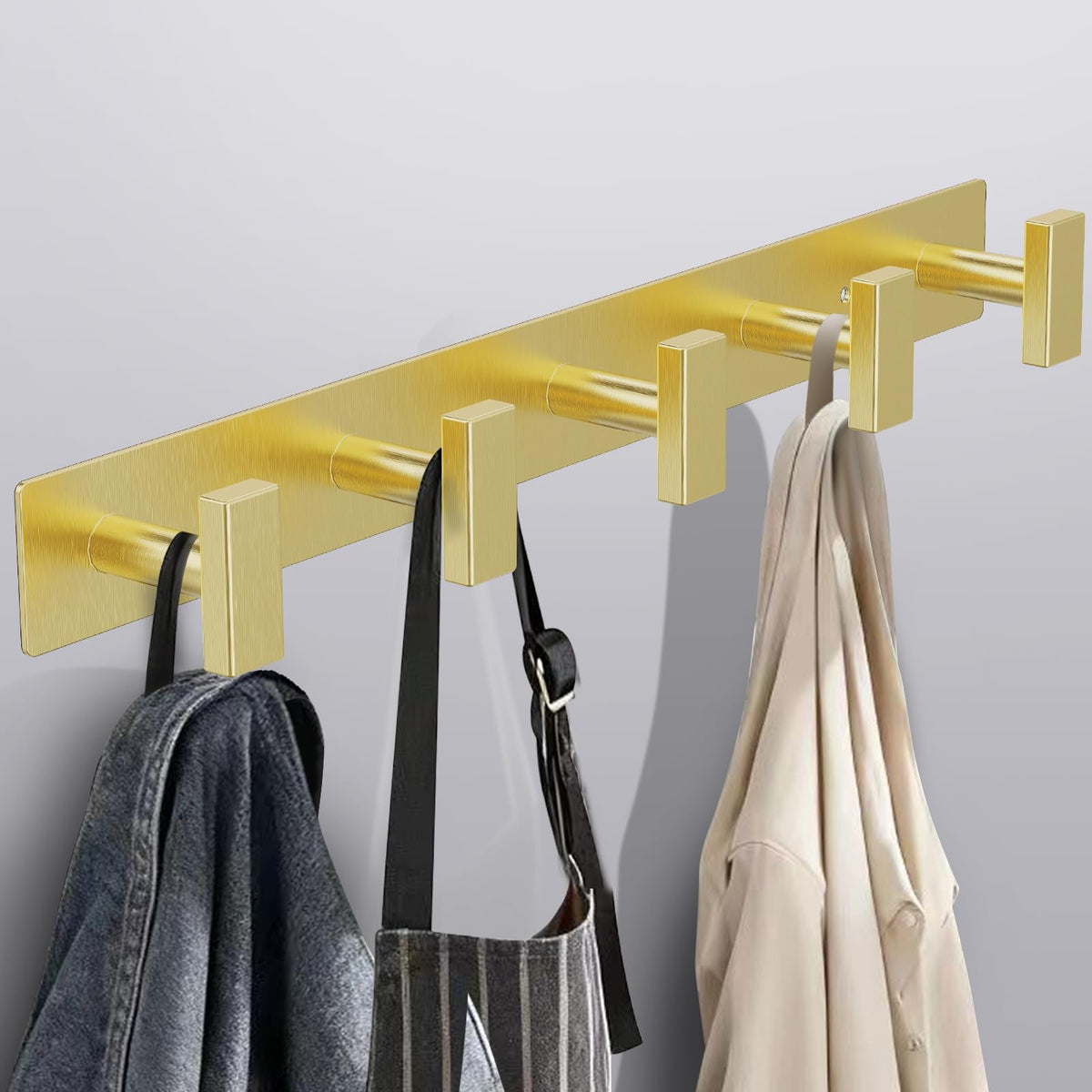 Bntuk Coat Rack Wall Mount - 5 Coat Hooks, Towel Racks for Bathroom Robes Bags Keys, Hat Rack Wall Towel Hooks Organizer Essential (Black)