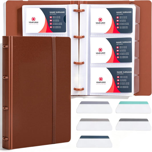 deli Business Card Book Holder, Business Card Organizer, Brown