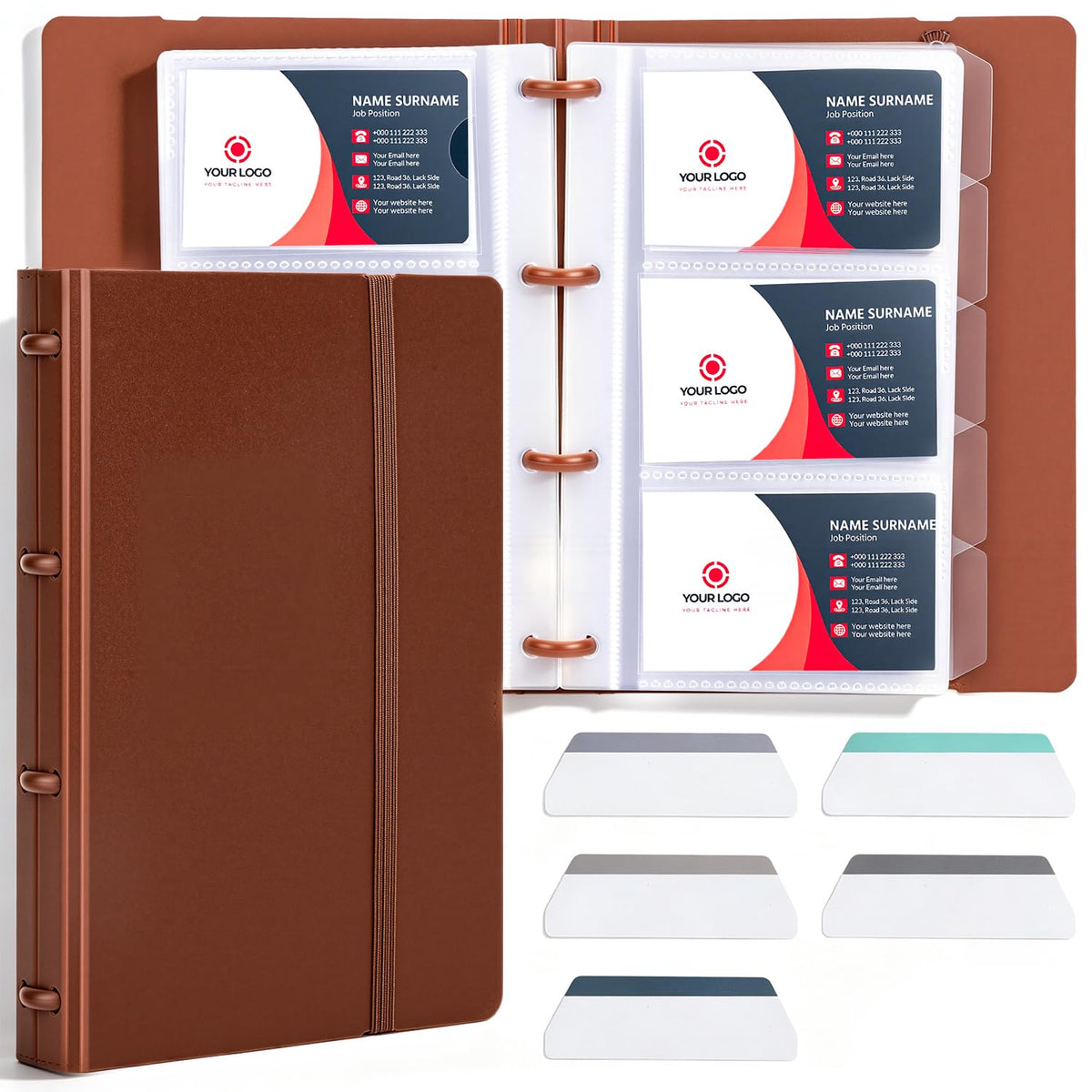 deli Business Card Book Holder, Business Card Organizer, Brown