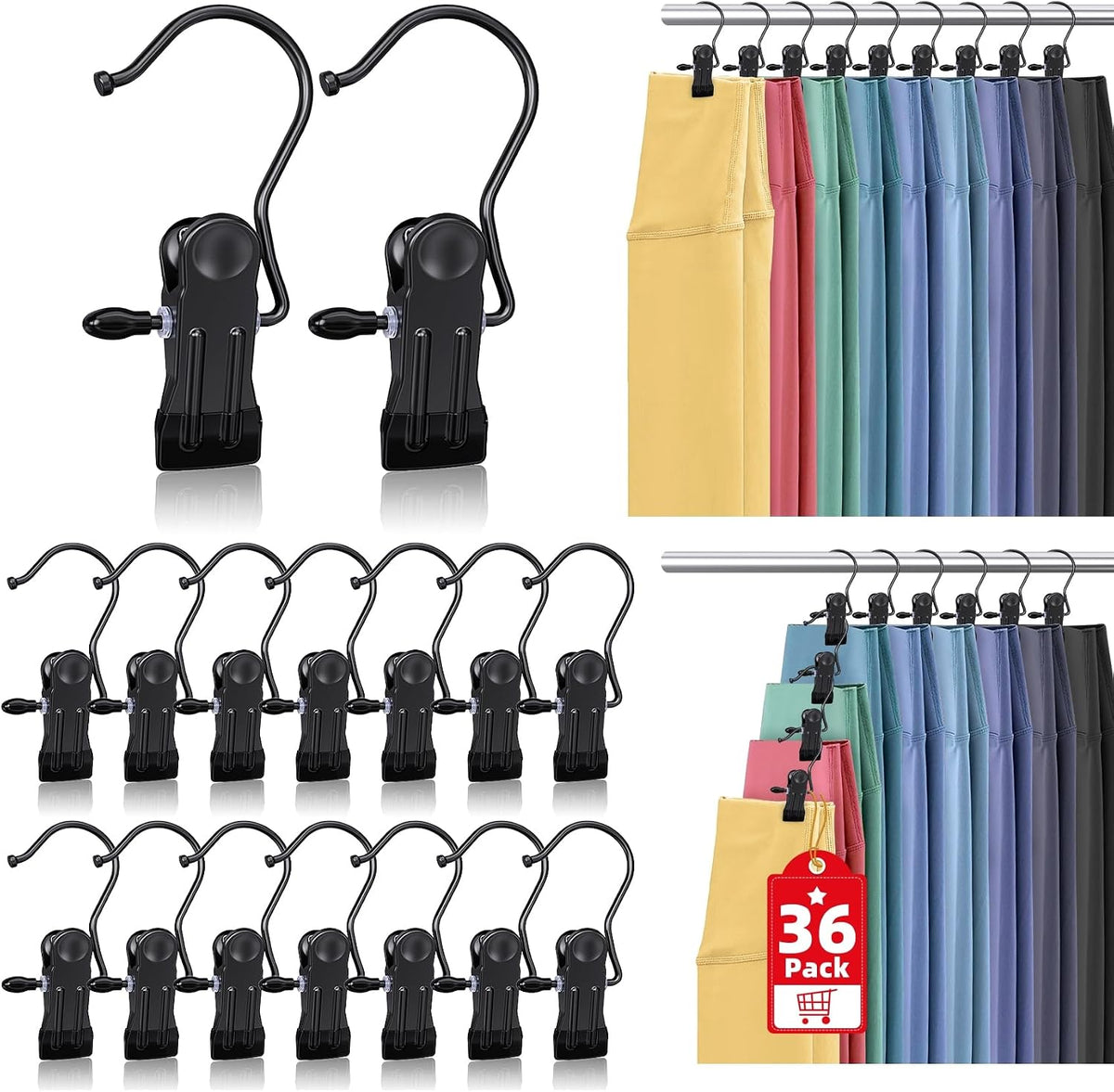 36 Pack Boot Hangers Clips for Closet, Heavy Duty Pants Hangers with Clips
