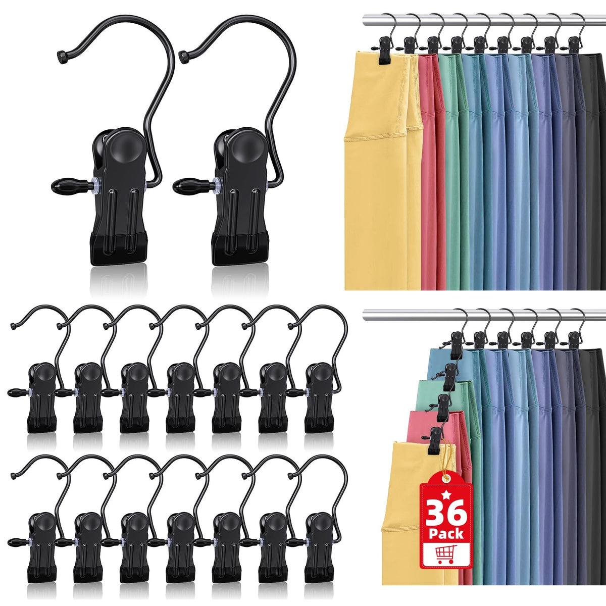 36 Pack Boot Hangers Clips for Closet, Heavy Duty Pants Hangers with Clips