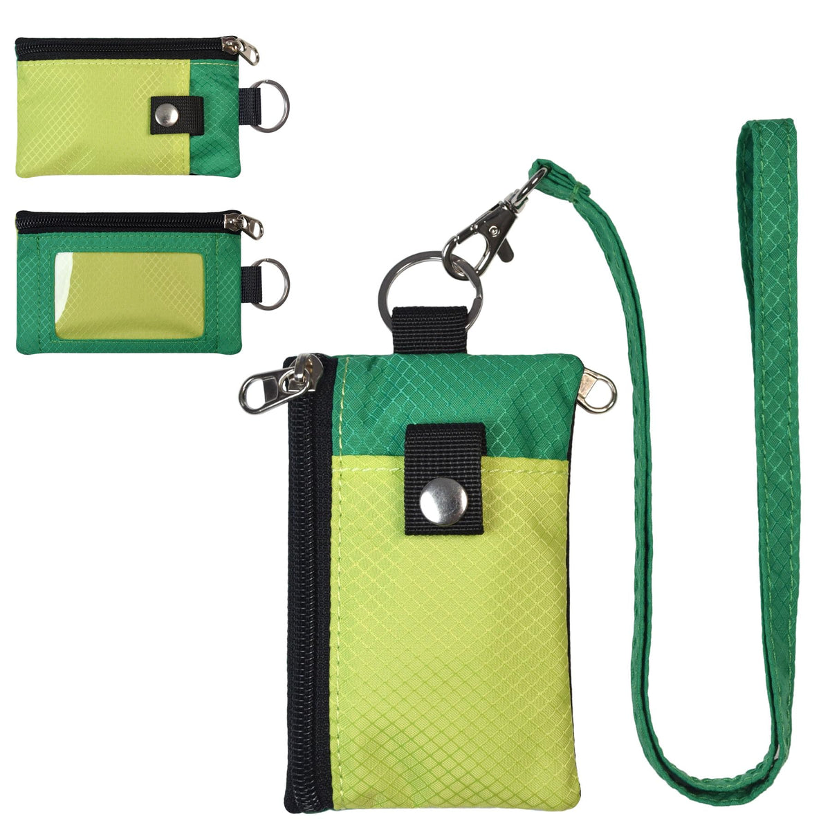 CHENSPRX Minimalist RFID Blocking Small Wallet with ID Window,WaterResistant Zip Id Case Wallet with Lanyard Keychain for Cards,Cash,Travel,Women,Men