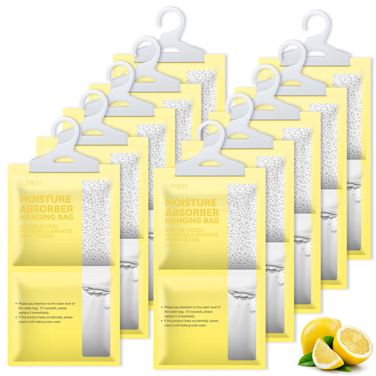 CLEVAST Moisture Absorbers Packets 10 Pack, Dehumidifier Bags for Closet, Unscented Hanging Humidity Absorber in Wardrobes, Bedrooms, Bathrooms(Net Wt. 230g/Pack)