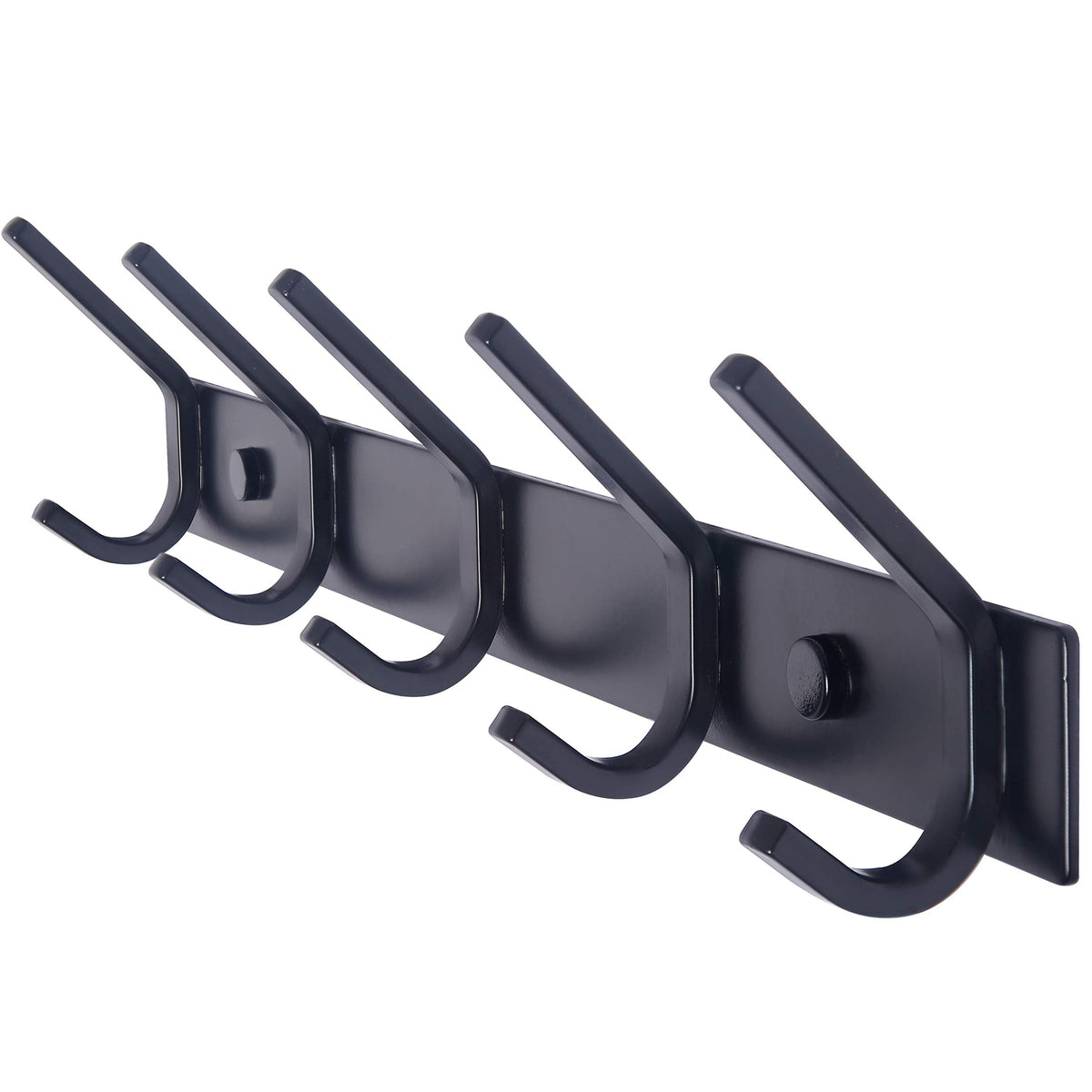 WEBI Coat Rack Wall Mounted,5 Coat Hooks for Hanging Coats,Heavy Duty Metal Double Hook Rack Hook Rail Coat Hanger Wall Mount for Clothes Entryway Jacket,Black,2 Packs