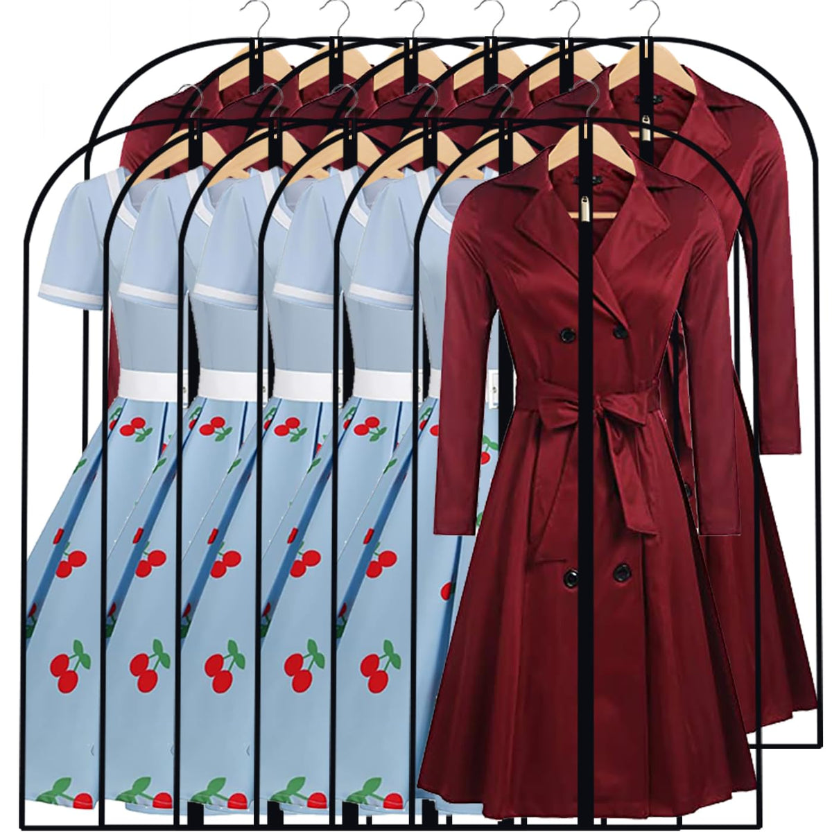 Garment Bags for Hanging Clothes 24" x 40"Coat Covers for Closet Foldable Washable Dress Bags for Hanging Clothes for Long Dress Dance Costumes Suits Gowns Coats
