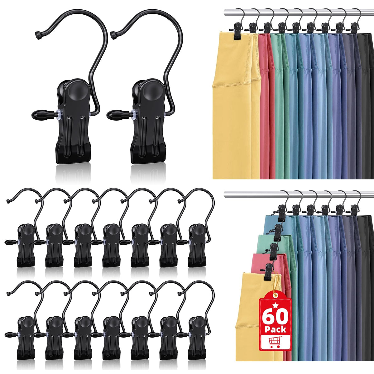 36 Pack Boot Hangers Clips for Closet, Heavy Duty Pants Hangers with Clips
