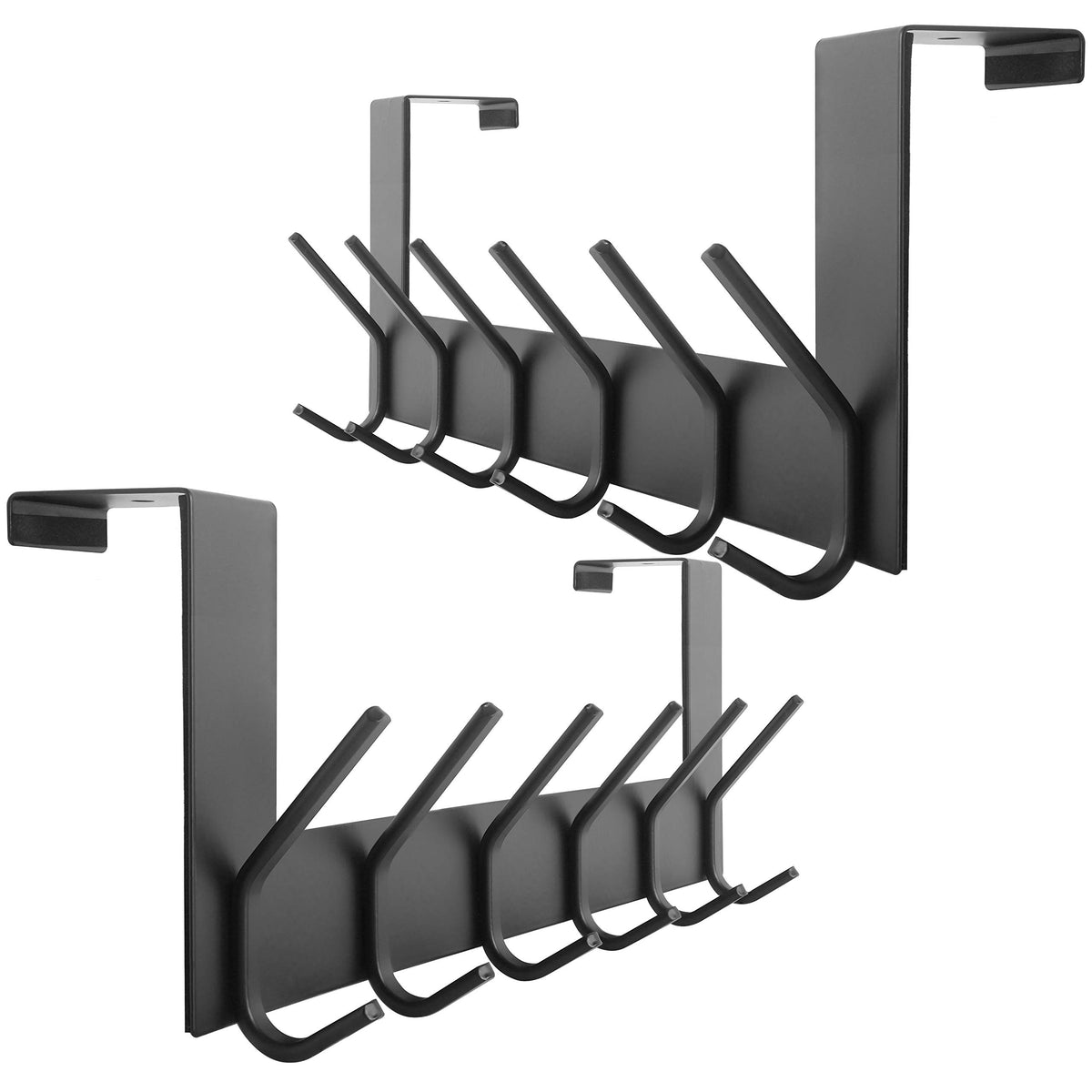 WEBI Over The Door Hooks Door Hanger,Over The Door Towel Rack with 6 Hooks for Hanging,Door Coat Towel Hanger Door Coat Rack,Black