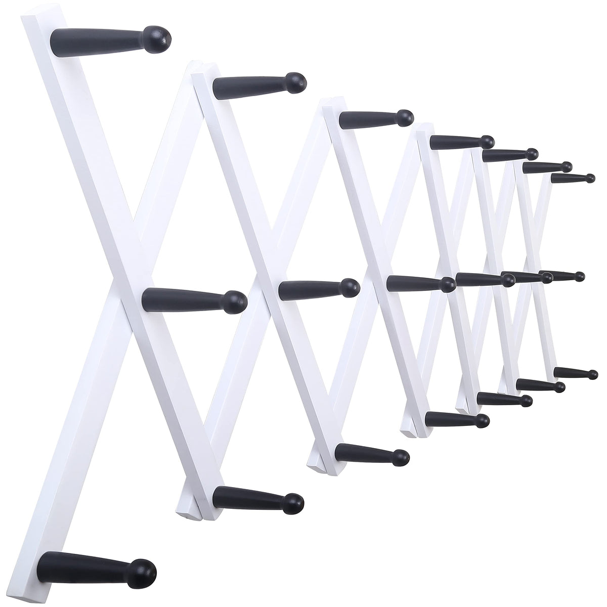 SKOLOO Hat Rack for Wall with 14 Hooks, Solid Wooden, Modern, Expandable Coat Rack Wall Mount for Coats, Hats, Bags, Baseball Caps, Natural Color
