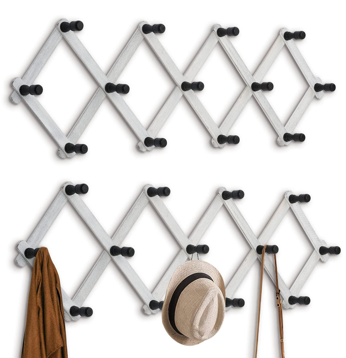 WGFKVAS 2 Pack Accordion Hat Rack for Wall