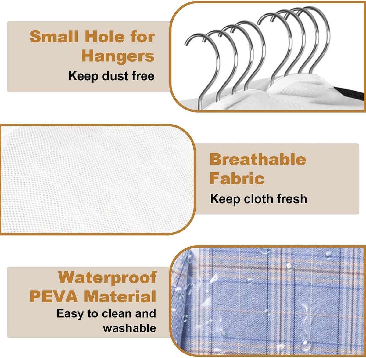 60" Clear Clothes Hangers with Smooth Side Zipper, 10" Gusseted Waterproof Garment Bags for Shirts, Coats, Dresses, Suits, 4 Pack