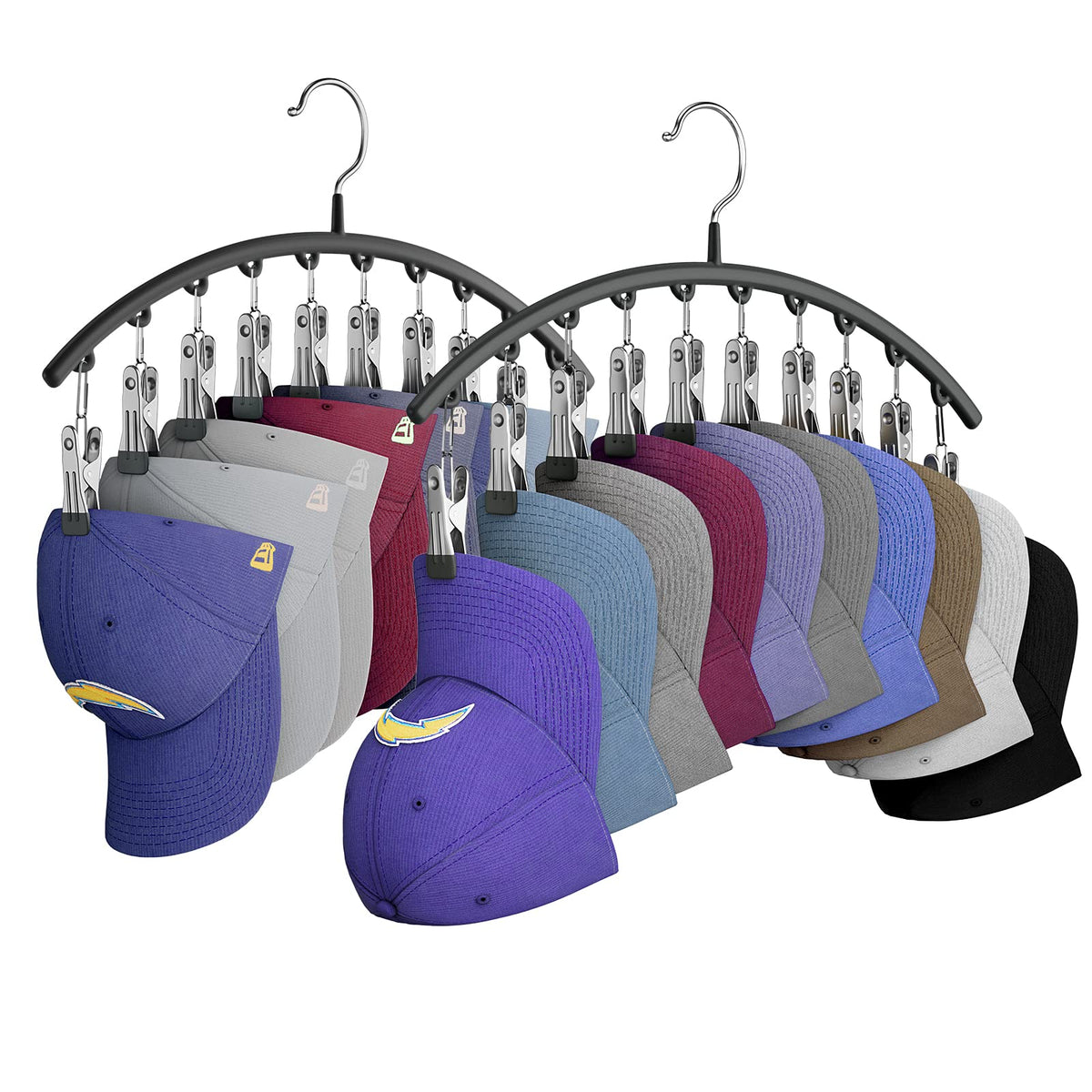 Yecuip Hat Hangers for Closet,Hat Organizer Racks for Base Ball Caps 2 Pack