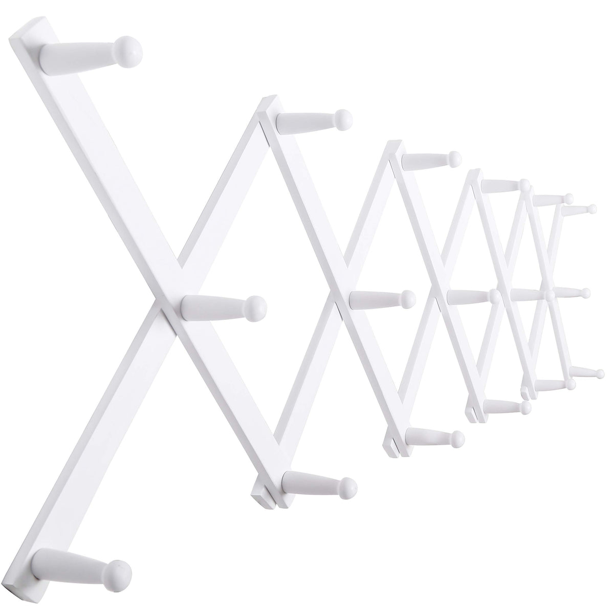 SKOLOO Hat Rack for Wall with 14 Hooks, Solid Wooden, Modern, Expandable Coat Rack Wall Mount for Coats, Hats, Bags, Baseball Caps, Natural Color