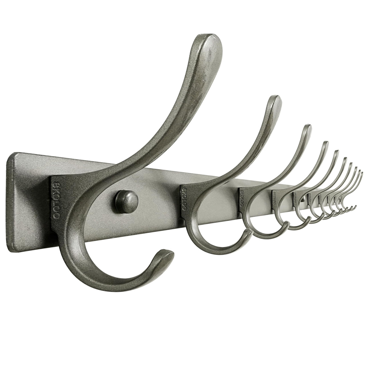 SKOLOO Coat Rack Wall Mounted - 6 Hooks, Heavy Duty, Stainless Steel, Metal Wall Hanger, Sturdy Coat Hooks for Hanging Coats, Jacket, Clothes, Hats - Black