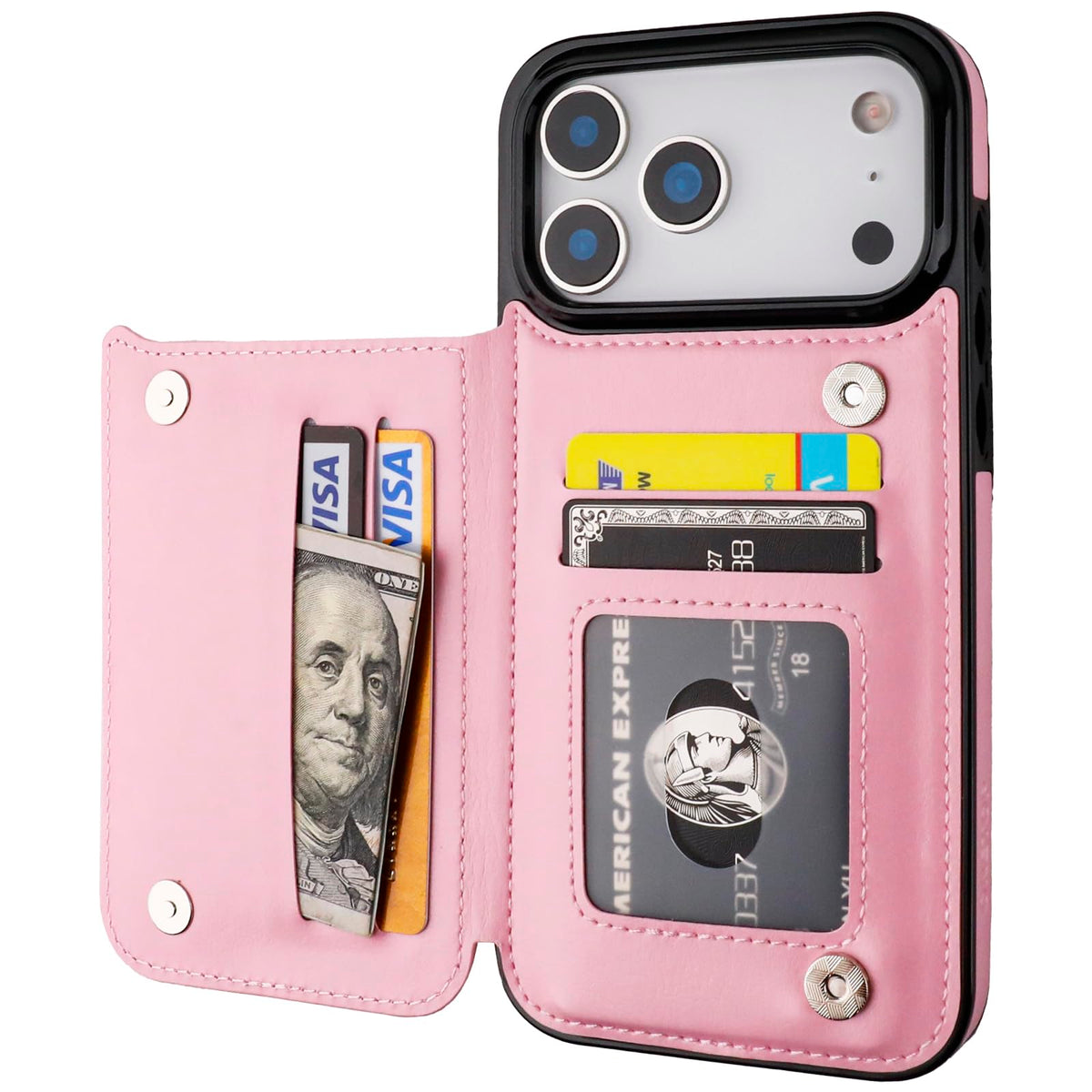 ONETOP for iPhone 18/17 Pro Max Wallet Case with Credit Card Holder,Black