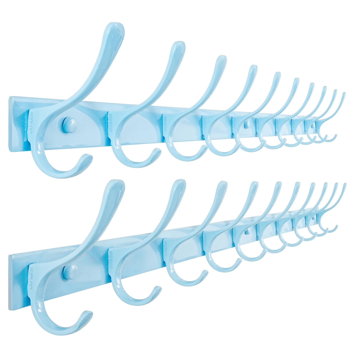 SKOLOO Coat Rack Wall Mounted - 6 Hooks, Heavy Duty, Stainless Steel, Metal Wall Hanger, Sturdy Coat Hooks for Hanging Coats, Jacket, Clothes, Hats - Black