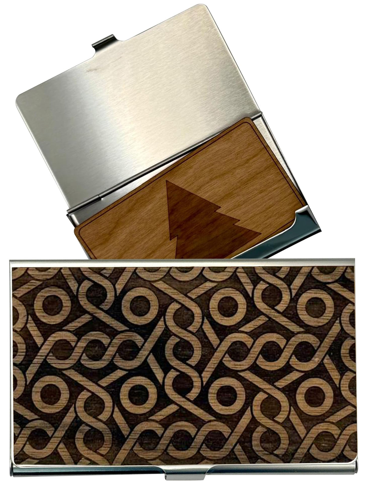 WUDN Handcrafted Business Card Holder Wallet For Men and Women | Holds Up to 20-25 B-Cards or 8-10 Credit Cards | Wooden & Stainless Business Card Case with Buckle Closure, Made in Idaho, USA.