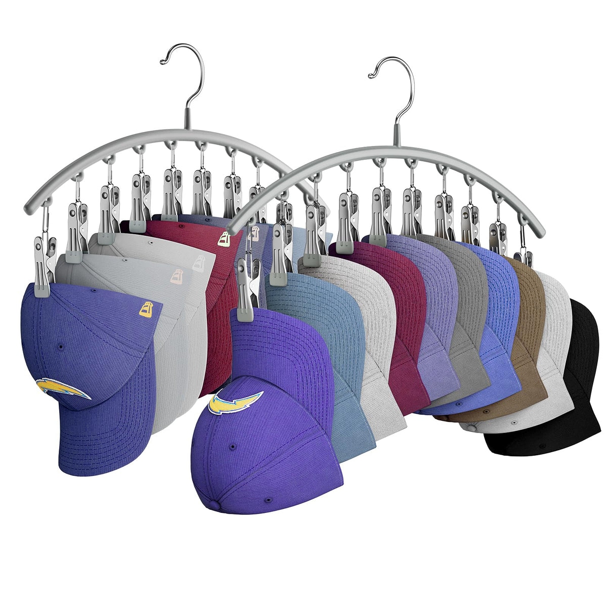 Yecuip Hat Hangers for Closet,Hat Organizer Racks for Base Ball Caps 2 Pack