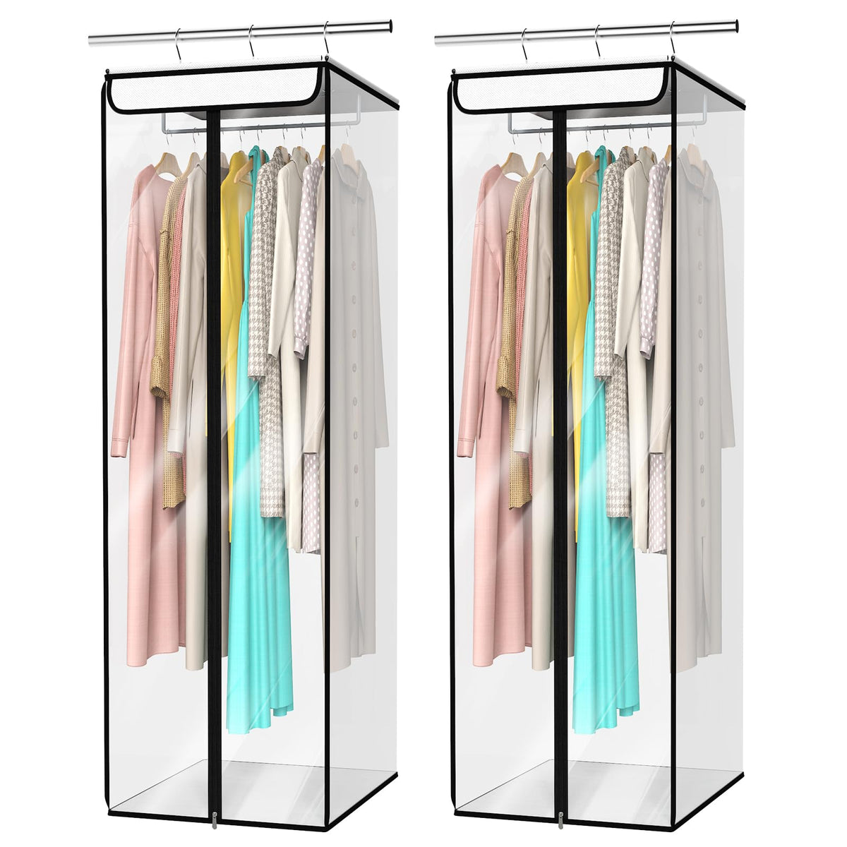 Univivi Garment Bags for Hanging Clothes, Cloth Bag 54 In, 2 PCS, Clear