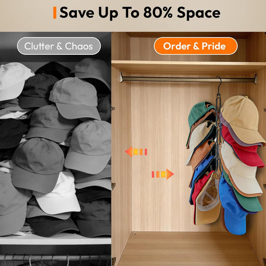 Hat Organizer for Closet, Baseball Caps Rack with 10 Hooks