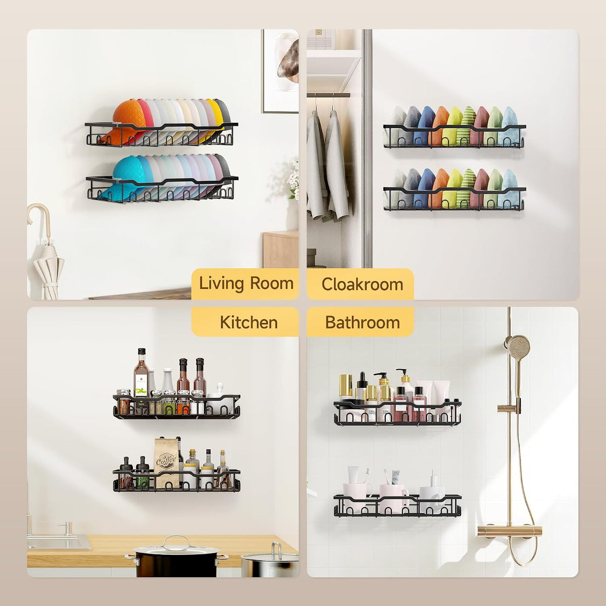 Nicetree Hat Racks for Base ball Caps Wall - Metal Hat Organizer for 48 Baseball Caps Holder, 2 Pack Baseball Hat Storage Organizer for Closet, Bedroom, Living Room
