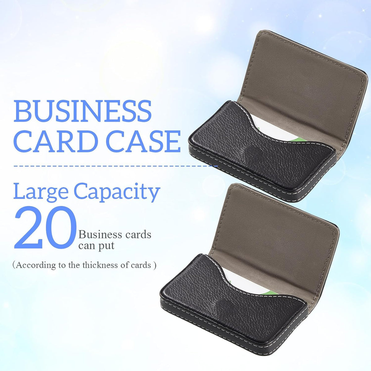 Outus 2 Pcs Business Card Holder PU Leather, Black
