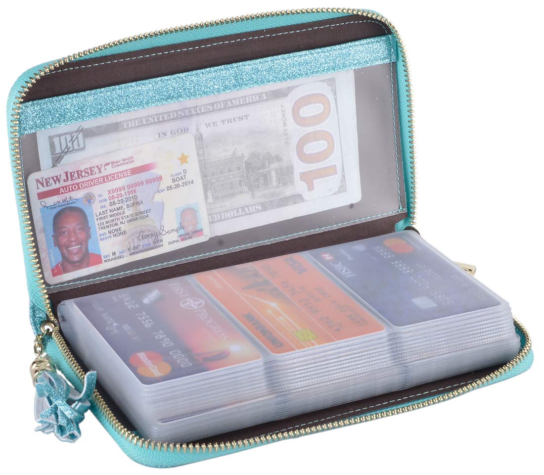 Easyoulife Credit Card Holder Wallet Womens Zipper Leather Case Purse RFID Blocking