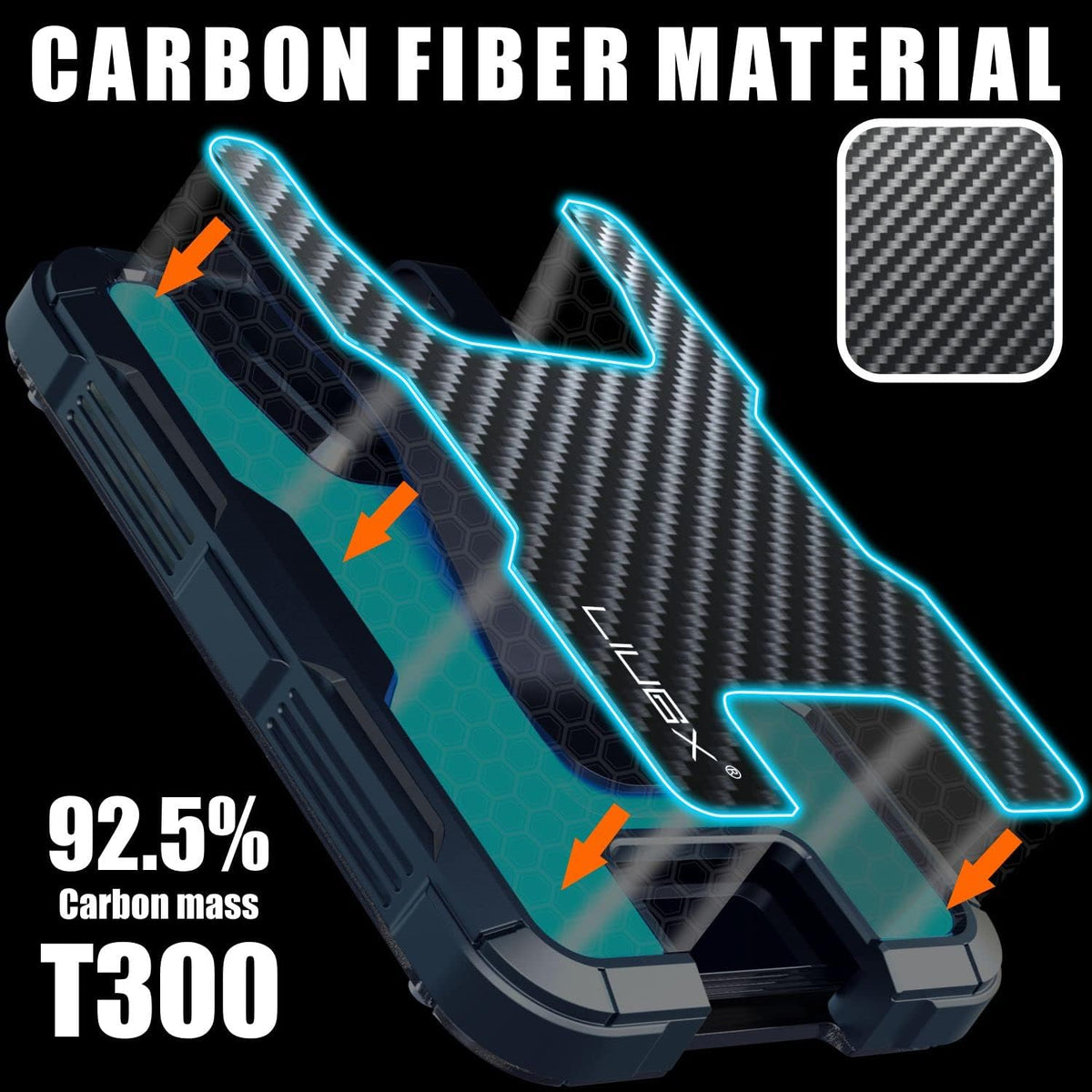 LIUGX Carbon Fiber Badge Holder with Metal Clip, 4 Cards, for Office IDs