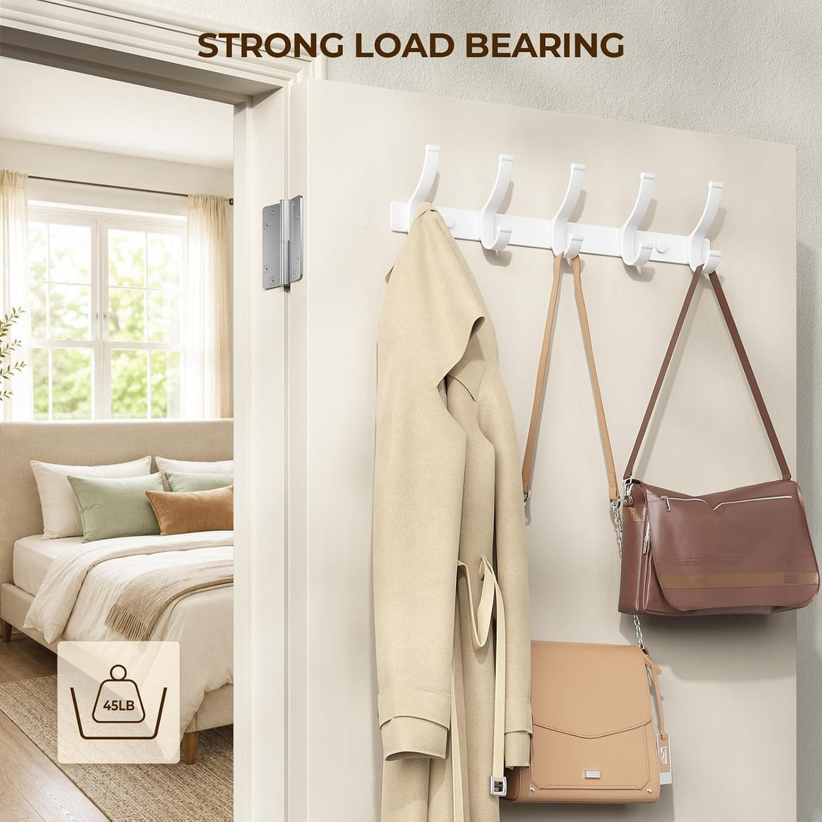 Optish 2 Pack Coat Rack Wall Mount, Heavy Duty Coat Hooks for Hanging,White