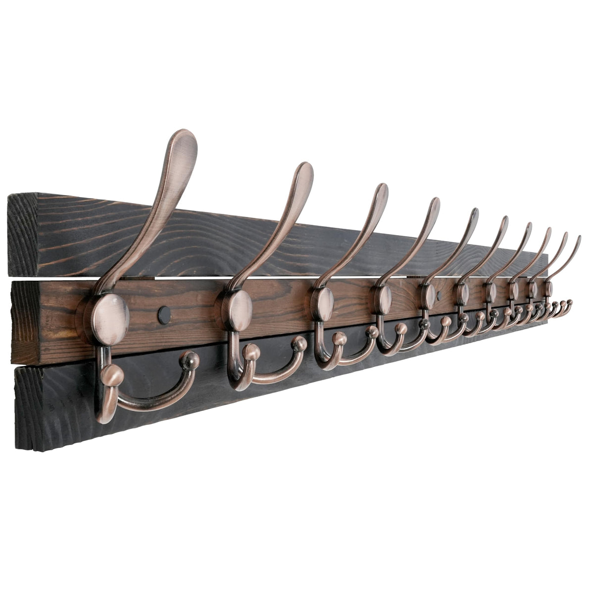 SKOLOO Rustic Coat Rack Wall Mount, 16" Stud Spacing, Solid Wood, Brown