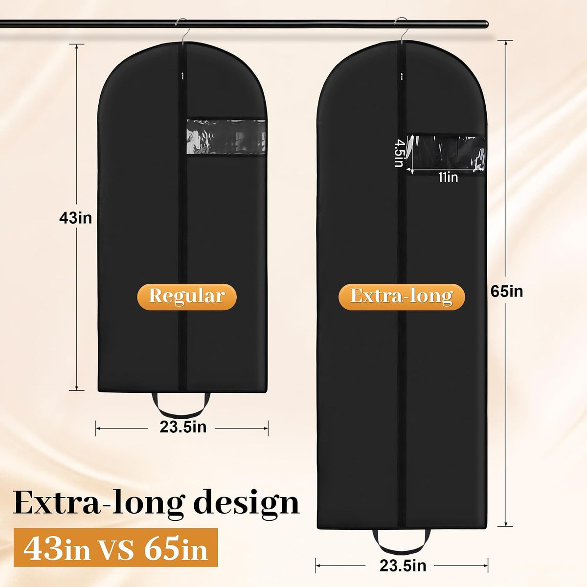 Lzerking 65” x 23” Garment Bags for Dresses and Gowns for Closet Storage