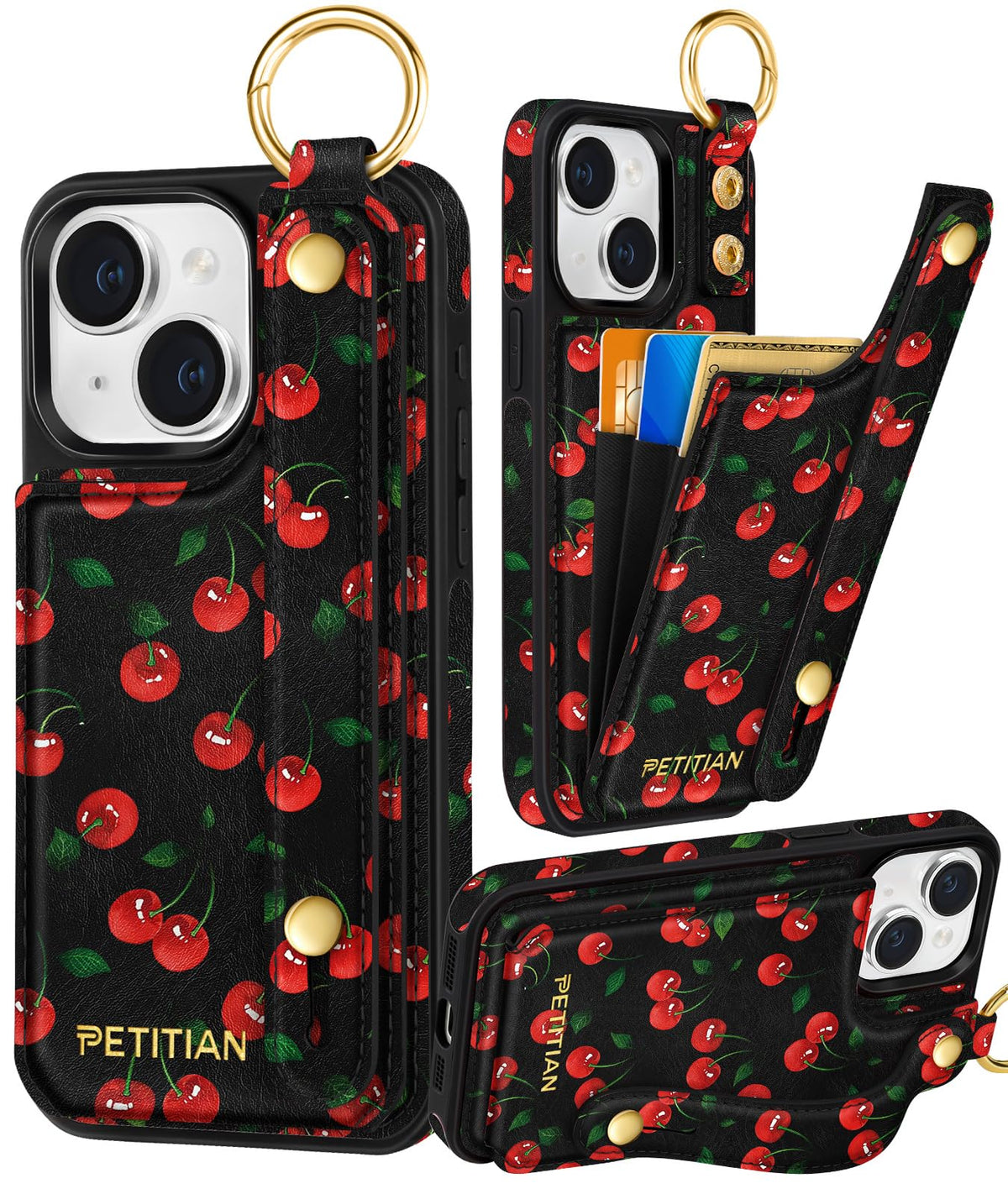 Petitian for iPhone 18 Pro/17 Pro Wallet Case for Women, Vintage Flower
