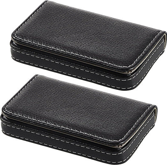 Outus 2 Pcs Business Card Holder PU Leather, Black