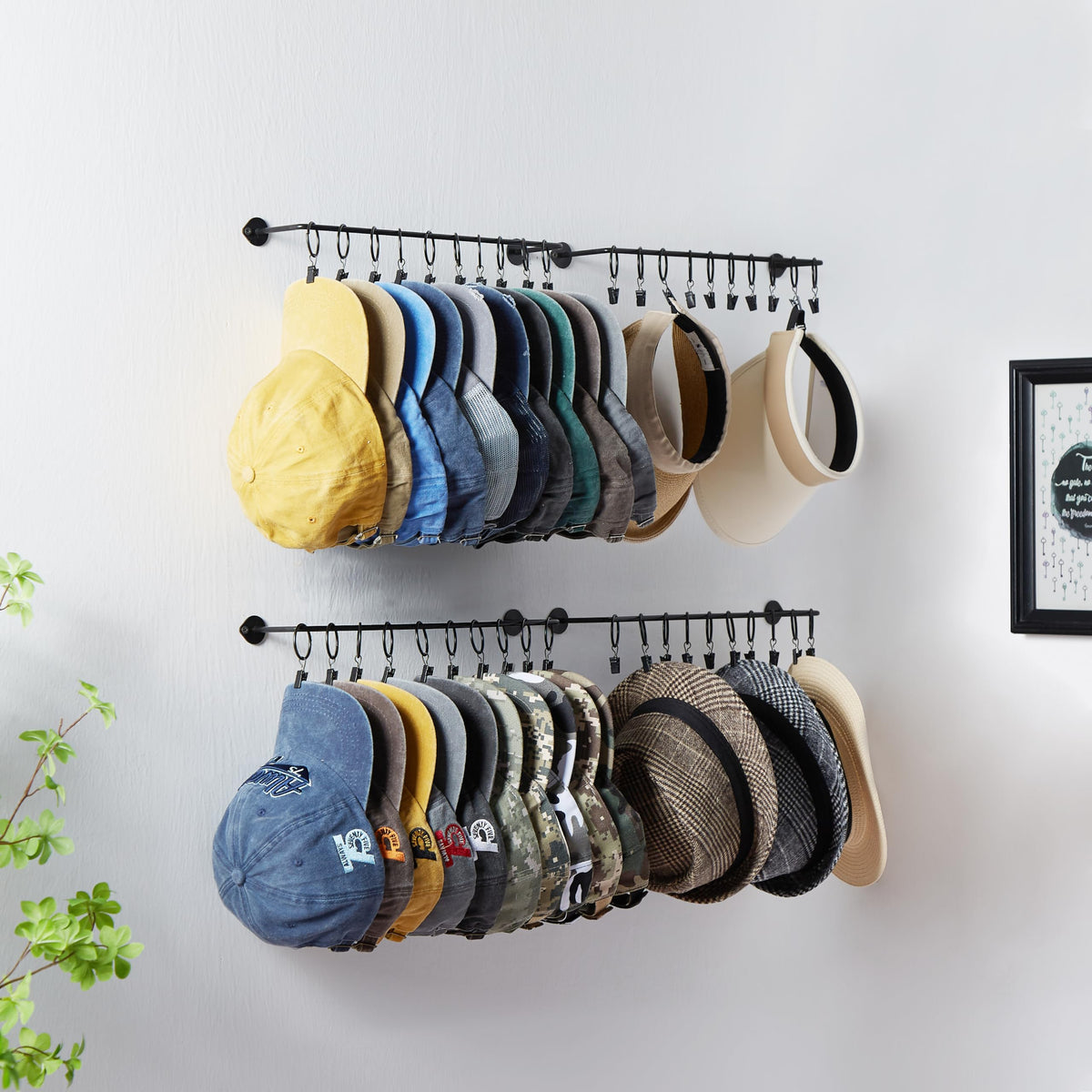 Hat Organizer Hat Rack for Baseball Caps Wall Hat Storage for 20 Caps