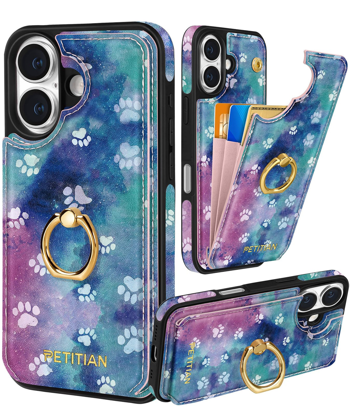 Petitian for iPhone 18 Pro/17 Pro Wallet Case for Women, Vintage Flower