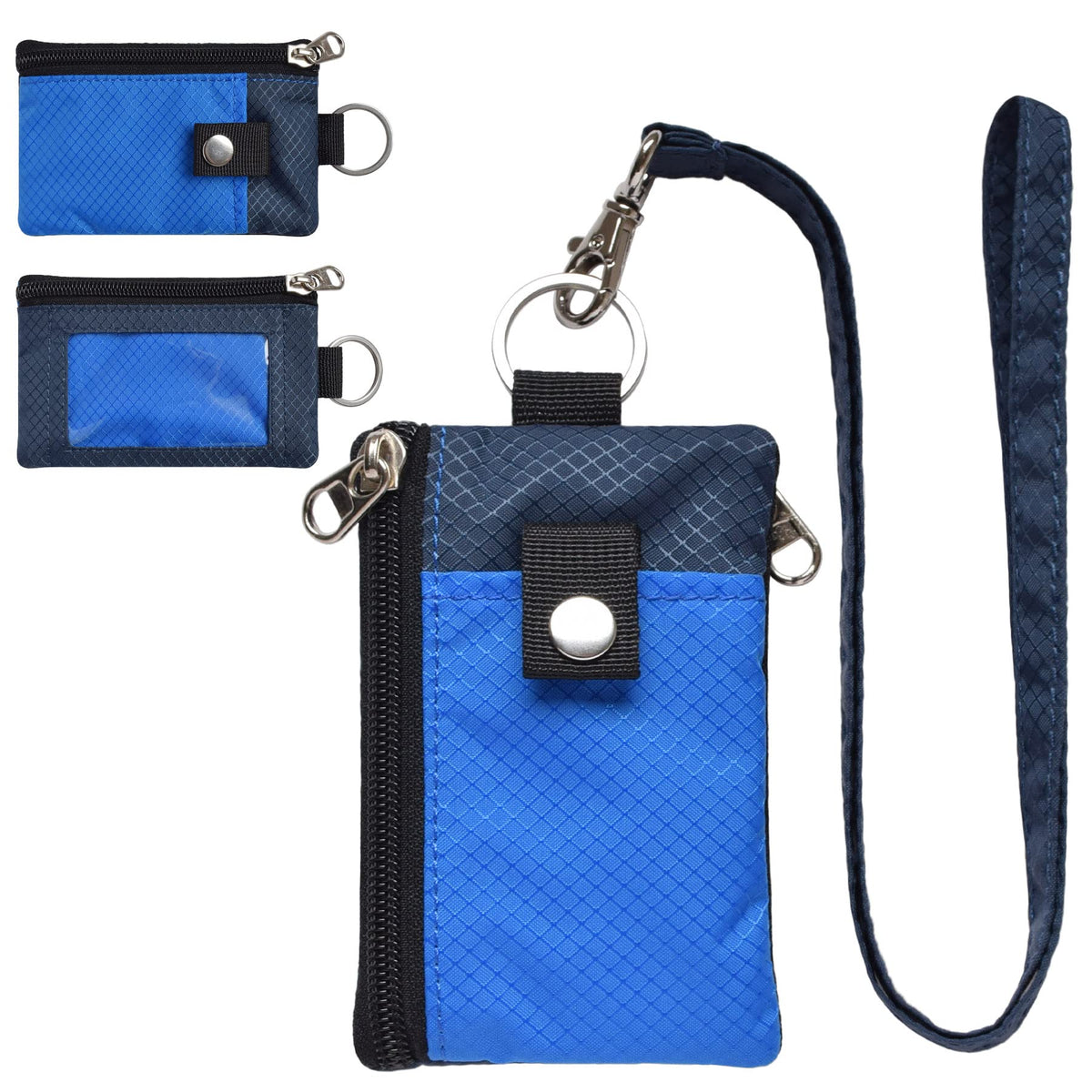 CHENSPRX Minimalist RFID Blocking Small Wallet with ID Window,WaterResistant Zip Id Case Wallet with Lanyard Keychain for Cards,Cash,Travel,Women,Men