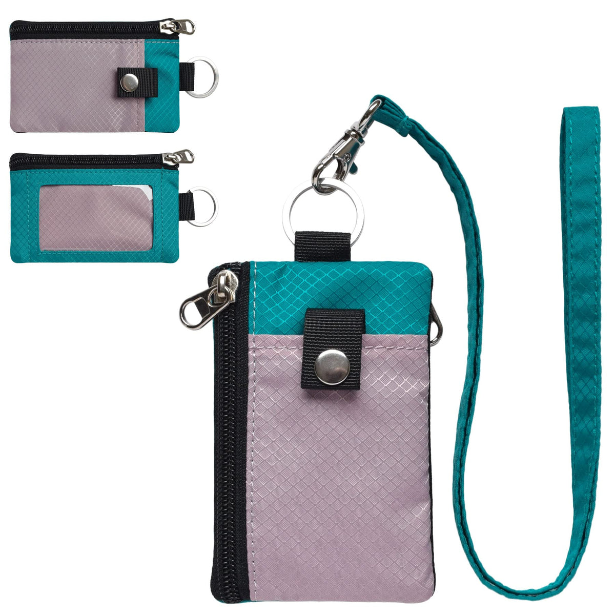 CHENSPRX Minimalist RFID Blocking Small Wallet with ID Window,WaterResistant Zip Id Case Wallet with Lanyard Keychain for Cards,Cash,Travel,Women,Men