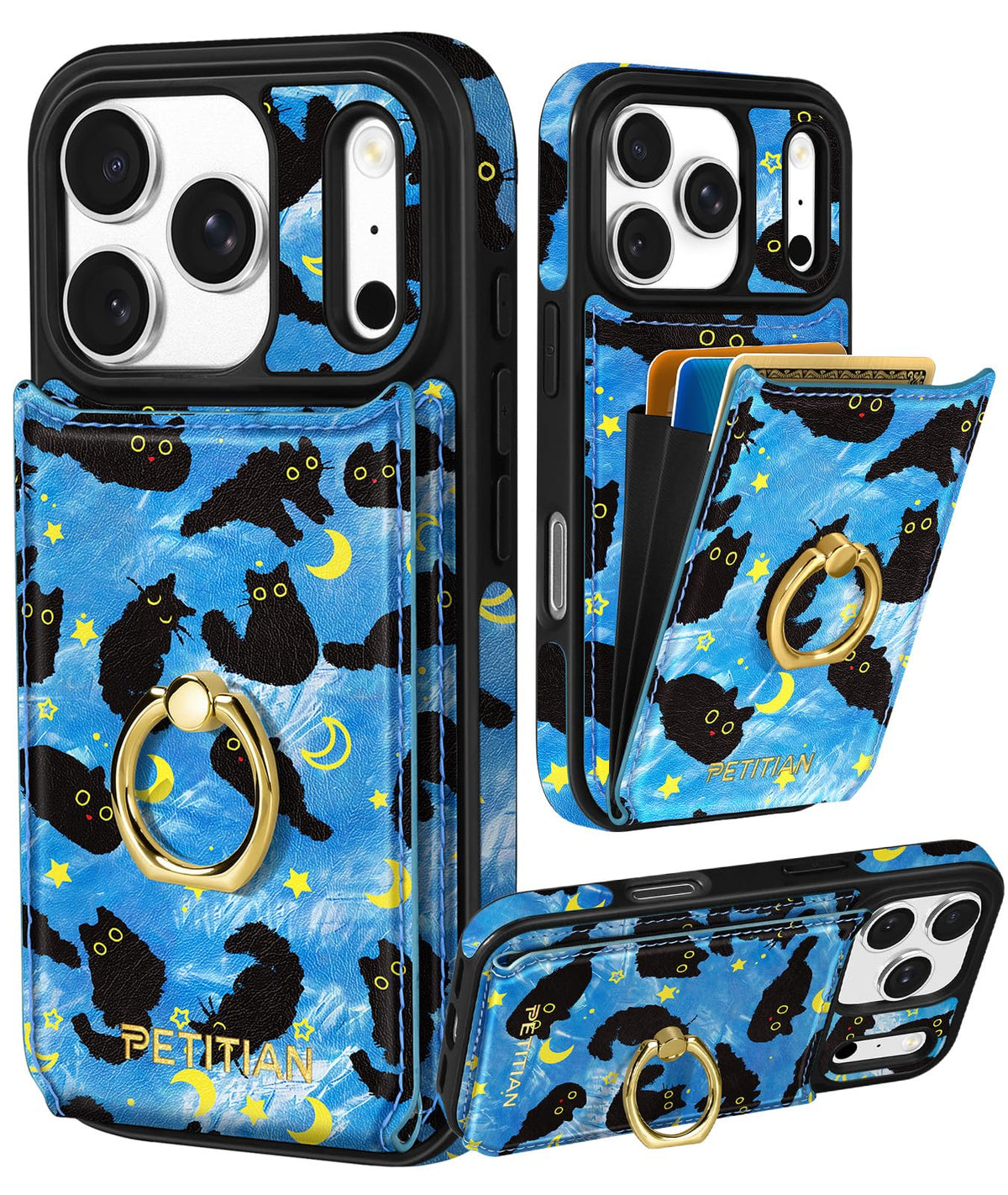 Petitian for iPhone 18 Pro/17 Pro Wallet Case for Women, Vintage Flower