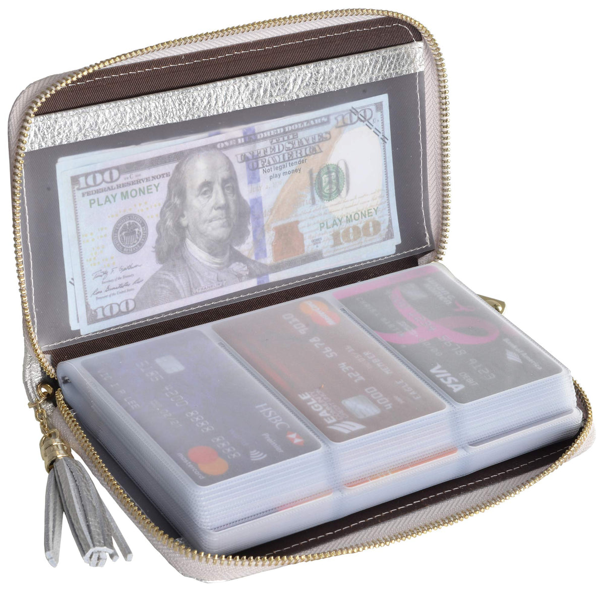 Easyoulife Credit Card Holder Wallet Womens Zipper Leather Case Purse RFID Blocking