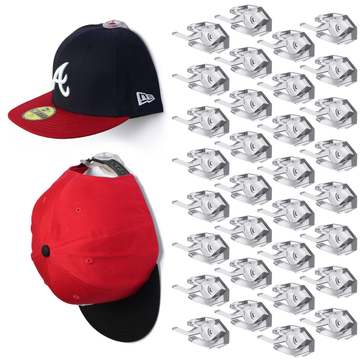 Modern JP Adhesive Hat Hooks for Wall (16-Pack) - Hat Rack for Baseball Caps, Minimalist Hat Display, Strong Hold Hat Hangers for Wall - USA Patented, Black