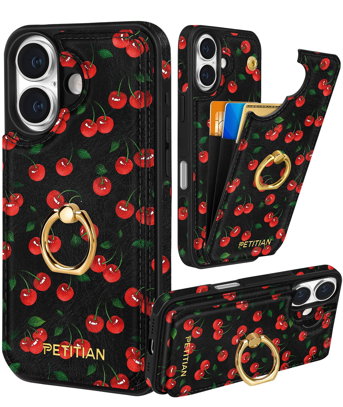 Petitian for iPhone 18 Pro/17 Pro Wallet Case for Women, Vintage Flower